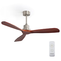 Krear 52" Inch Ceiling Fan Reversible Wooden Blades Motor Fans Light LED Remote Living Room Bedroom