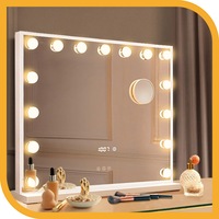 Simplus Time Display Makeup Mirror Vanity Hollywood Lighted Mirrors 15 LED Blubs 60X52CM