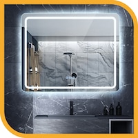 Simplus LED Wall Rectangular Mirror Anti-fog Bathroom Mirrors Large Makeup Light IP44 Wall Mounted