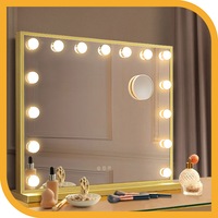 Simplus 60CM Vanity Makeup Mirror With Lights Hollywood LED Mirrors Stand 15 Blubs Gold