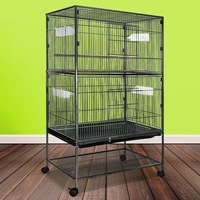 Taily 132cm Bird Cage Large Cages Stand-Alone Aviary Budgie Perch Castor Wheels Removable Tray Black