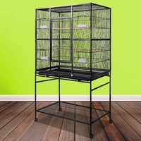 Taily 160cm Large Bird Cage Stand-Alone Aviary Budgie Perch Castor Wheels Large Removable Tray Black