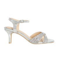 Clover by Vybe Women's Metallic Low Dress Heel Rhinestones