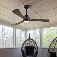 1320mm 52" Ceiling Fan with Remote Control Ceiling Fans Wooden Blades Matt Black & Ebony