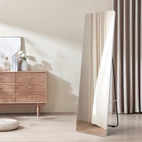 142x40CM Aluminium Frame Freestanding Mirror Wall Hung Decor Full Length Rounded Corner