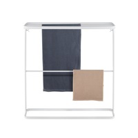 2-Tier White Towel Rack Rail Freestanding Holder Bathroom Organizer Laundry Drying Bar