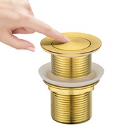 32/40mm Brushed Gold Pop Up Waste Bathroom Vanity Basin Brass Push Plug No Overflow