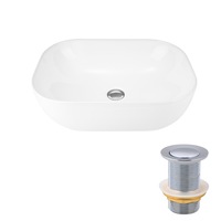 490x395mm Ceramic Basin Sink Vanity Above Counter Gloss White Rectangle Hand Wash With Pop Up Waste Set