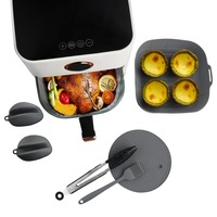 8PSC Air Fryer Accessories Silicone Basket/Pot Set Liner Non-Stick Baking Tray Grey
