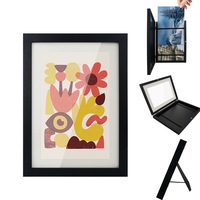 A4 Wooden Kids Art Wall Front Opening Black Colour Photo Frame Table & Desk Decor Storage Display