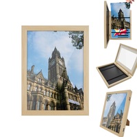 A4 Wooden Kids Art Wall Front Opening Photo Frame Table & Desk Decor Storage Display