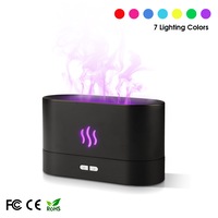 Black 180ml USB Essential Oil Diffuser LED Flame Light Ultrasonic Aroma Mist Air Humidifier