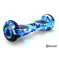 Blue-camouflage Bluetooth Self Balancing Electric Scooter Kids Flash Wheel Hoverboard Skateboard