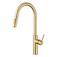 Brushed Gold DR Brass Pull Out Kitchen Mixer Tap Laundry Sink Swivel Spout Faucet WELS Swivel