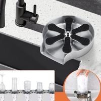 Brushed Silver Stainless Steel Auto Glass Rinser Bottle Coffee Cup Washer for Kitchen Sink Bar