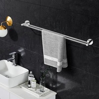 Chrome 800mm Double Towel Rail Rack Holder Wall Mount Stainless Steel Round Can Cut to Size