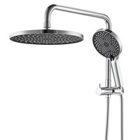 WELS Round 10" Rain Shower Head Set Handheld Heads Brass Gooseneck Wall Arm Rail 2in1 Shower Combo