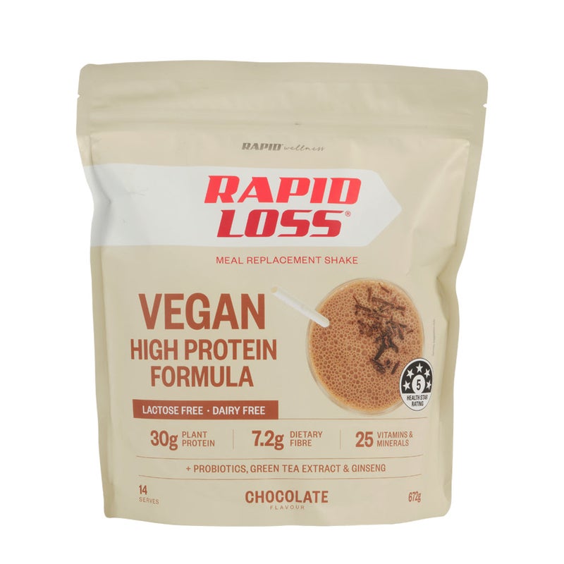 Rapid Loss High Protein Vegan Meal Replacement Shake Lactose & Dairy Free Chocolate