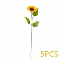 5Pcs Yellow Sunflower UP5X Artificial Sunflowers Real-Touch Silk Flowers for Wedding Home Party D�cor