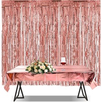 Foil Metallic Fringe Tinsel Curtain Rose Gold Backdrop Door Party Decorations AU