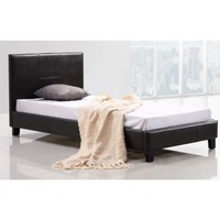 Single PU Leather Bed Frame - Brown