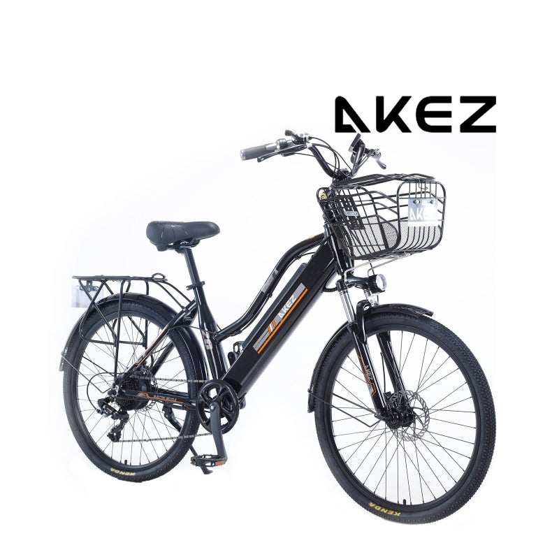 AKEZ 26 Inch Electric Bike City Bikes Bicycles Assisted Bicycle Women