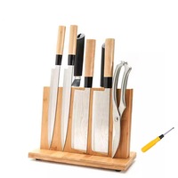 OZNALA 30CM Bamboo Double Sided Magnetic Knife Rack Cutlery Storage Holder Stand Shelf Block Kitchen Wood