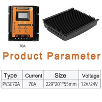 OZNALA 70A PWM Solar Charge Controller Panel Regulator DC12V/24V Dual USB