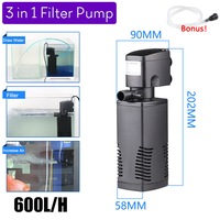 OZNALA ECO 3 in 1 Fish Tank Aquarium Submersible Water Power Filter Pump Pond 8W 600L/H AU