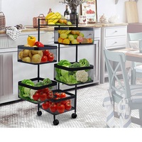 OZNALA Kitchen Trolley Rotating Basket Rack 5 Tiers Vegetable Storage Organiser Holder