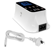 OZNALA Multiple USB Charger 8-Port Desktop Charging Station Hub 40W with Quick Charge 3.0 USB Port, Type C Port, LCD Display for iOS & Android iPhone IOS