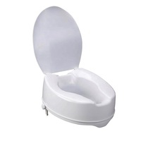 OZNALA White 4" Home Raised Toilet Seat Raiser With Lid 10CM Height Secure Easy Clean Heavy Duty Elevated Tightening Clamps for Most Elongated Toilets