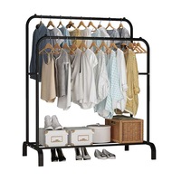 OZNALA Clothes Garment Hanging Rack Heavy Duty Metal Double Rail Shoe Storage Shelf OZ