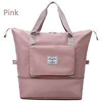 OZNALA 3 In 1 Foldable Portable Expandable Large Capacity Unisex Folding Travel Bags Waterproof Luggage Tote Handbag Duffle Bag Cosmetics Organizer with Bottom Extension & Multi-Pocket-Pink