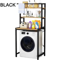 OZNALA Metal 3-Tier Over Washing Machine Storage Rack Shelf Organizer Stand(Black)