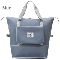 OZNALA 3 In 1 Foldable Portable Expandable Large Capacity Unisex Folding Travel Bags Waterproof Luggage Tote Handbag Duffle Bag Cosmetics Organizer with Bottom Extension & Multi-Pocket-Blue