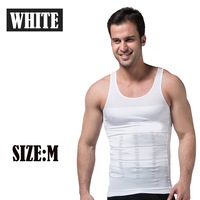 OZNALA Mens Slimming Body Shaper Underwear Corset Compression Vest Singlet Dad Bod (White,M)