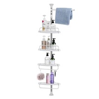 OZNALA Telescopic Bathroom Tension Pole 4 Shelf Corner Bath Shower Rack Caddy Organiser