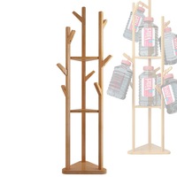 OZNALA Sturdy Natural Bamboo Tree Garment Clothes Coat Hat Hanger Stand Rack Shelves
