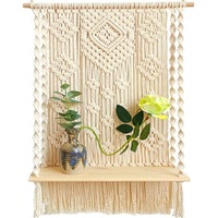Wall Hanging Decor, Geometric Woven Tapestry Rack,Chic Cotton Handmade Bohemian Art with Long Tasse