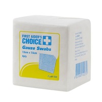 5 Packs of FIRST AIDER'S CHOICE Medical 8 ply Gauze Swabs - Cotton - 7.5 x 7.5cm