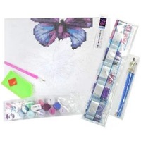 12 x BUTTERFLY PICTURE 30X40cm 2 IN 1 COLOUR BY NUMBER 5D DIAMOND ART KIT DESIGN Adults Anti-Stress Painting Canvas
