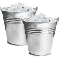 12 x GALVANISED METAL BUCKET w/ WOODEN HANDLE 12LT Fishing Camping Cleaning Home Bucket Indoor Outdoor Space Saving Wash Basin Fishing Pail