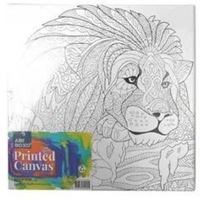 12 x PRE-PRINTED ARTIST CANVAS 30X30cm Cotton White Canvases Colour Paint Design Adults Anti-Stress Painting Canvas Lion, Giraffe, Birds, House