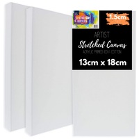 12 x THIN ARTIST STRETCHED CANVAS 13x18cm - Cotton White Blank Canvases Panel
