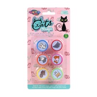 24 x CAT SERIES KIDS STAMP SET 6pc - Self Ink Stamps Stampers Party Favours