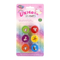 24 x FUN UNICORN KIDS STAMP SET 6pc - Self Ink Stamps Stampers Party Favours