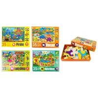 24 x KIDS 35 PIECE JIGSAW PUZZLES Kids Ages 3-7 Hours of Fun 4 Assorted Puzzles My Pirates, My Dinosaur, My Fancy Dress, My Magical Unicorn
