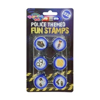 24 x POLICE SERIES KIDS STAMP SET 6pc - Self Ink Stamps Stampers Party Favours