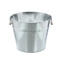 8 x X-LARGE GALVANISED METAL ICE BUCKETS w/ WOODEN HANDLES Camping Cleaning Fishing Bucket Indoor Outdoor Space Saving Wash Basin Fishing Pail